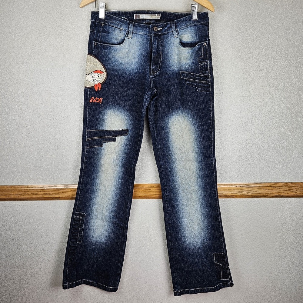 Lot 29 Looney Tunes Speedy Gonzalez Jeans Jrs Size 9 Denim Boot Cut Y2K Hip Hop